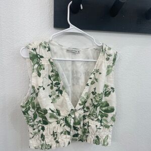 Abercrombie & Fitch Green Floral Tank Top